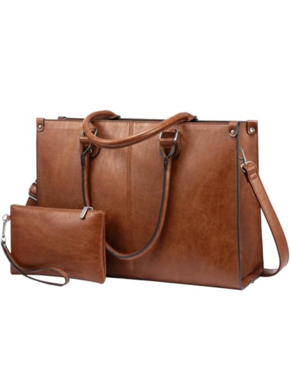 LOVEVOOK Laptop Bag for Women Work Tote Vintage Leather Computer Purse